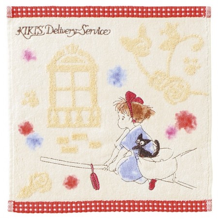 Linge de maison - Mini Serviette Kiki sur son balai 25x25 - Kiki la petite sorcière