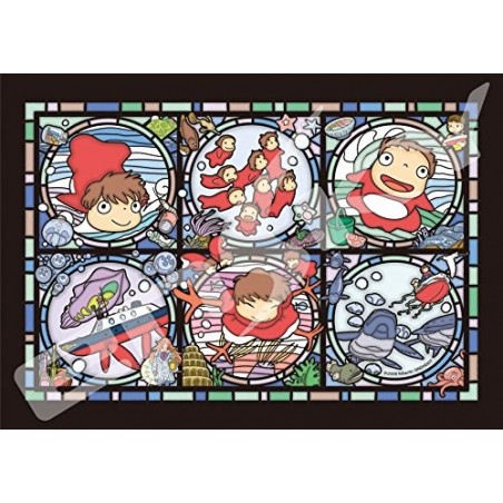 Jigsaw Puzzle - Stained glass Puzzle 208P Ponyos everywhere - Ponyo on the cliff