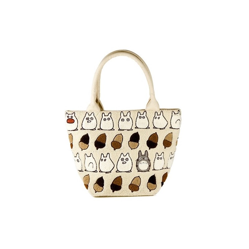 Bags - EMBROIDERED HAND BAG TOTORO ACORN IVORY - MY NEIGHBOR TOTORO