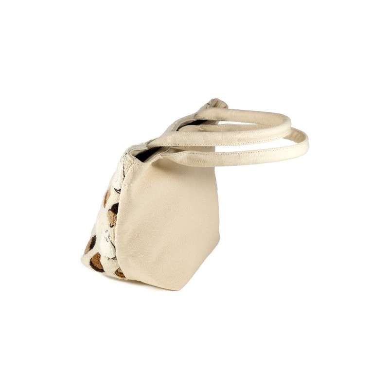 Bags - EMBROIDERED HAND BAG TOTORO ACORN IVORY - MY NEIGHBOR TOTORO