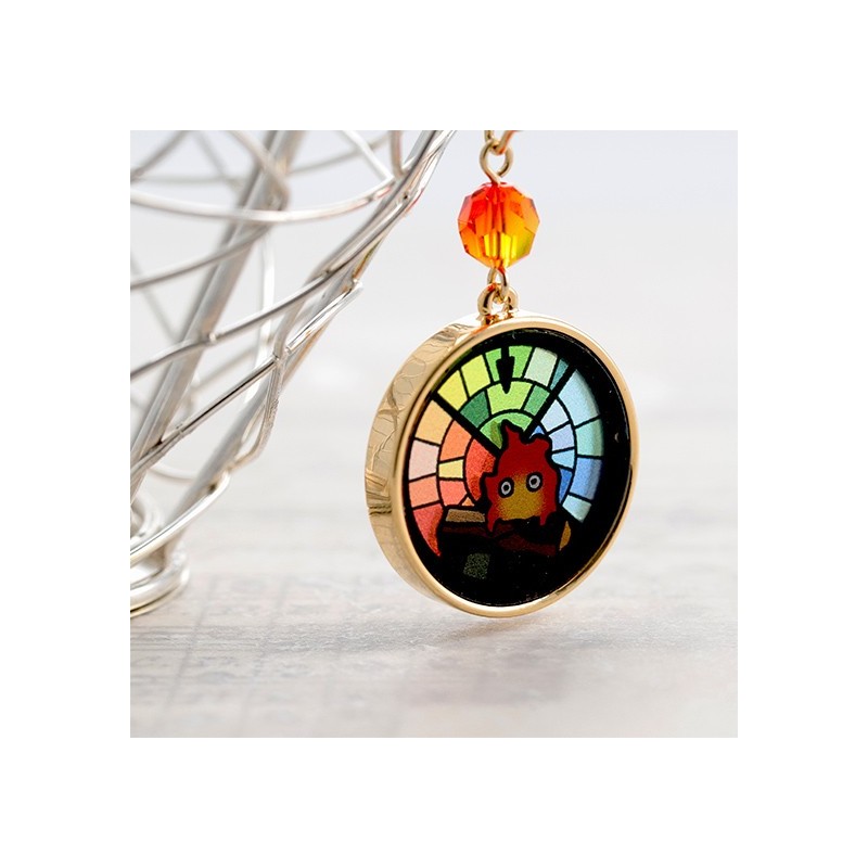 Jewellery - STAINED GLASS SERIES-PIERCED EARRINGS CALCIFER -HOWL'S MOVING CASTLE
