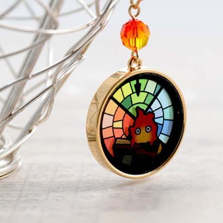 Jewellery - STAINED GLASS SERIES-PIERCED EARRINGS CALCIFER -HOWL'S MOVING CASTLE