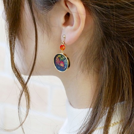 Bijoux - Bijou Boucles d’oreilles Calcifer Vitrail- Le Château ambulant