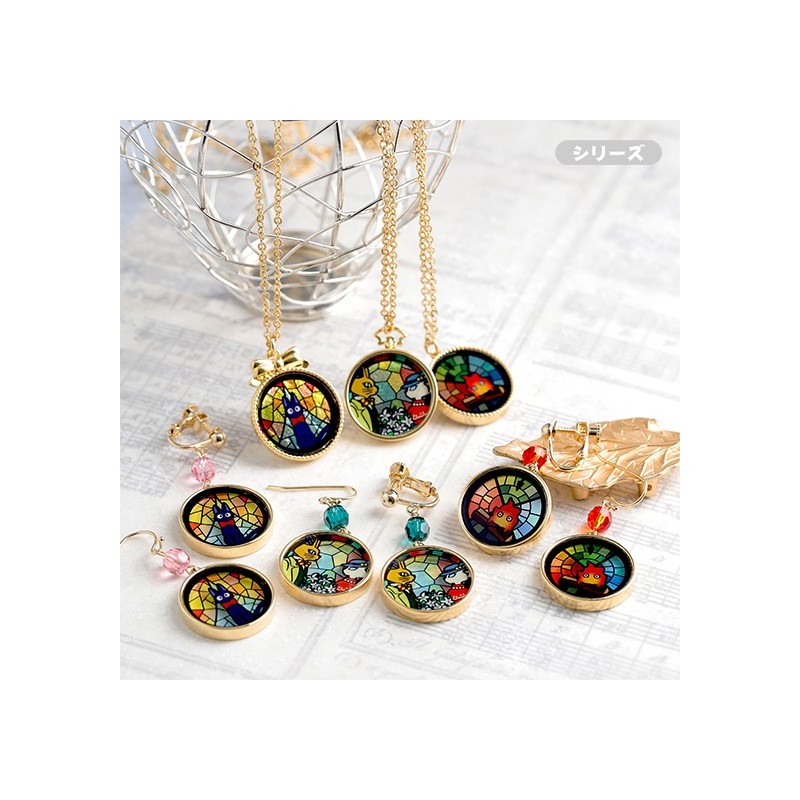 Jewellery - STAINED GLASS SERIES-PIERCED EARRINGS CALCIFER -HOWL'S MOVING CASTLE