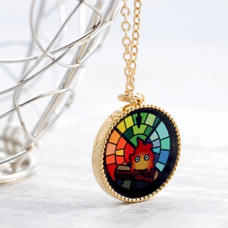 Jewellery - STAINED GLASS SERIES - PENDANT CALCIFER-HOWL'S MOVING CASTLE