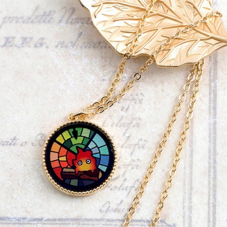 Jewellery - STAINED GLASS SERIES - PENDANT CALCIFER-HOWL'S MOVING CASTLE