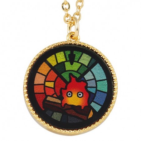 Jewellery - STAINED GLASS SERIES - PENDANT CALCIFER-HOWL'S MOVING CASTLE