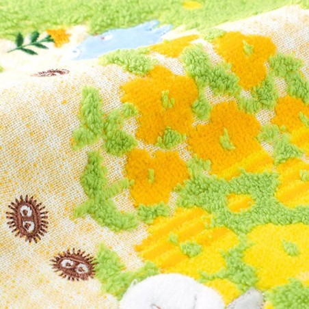 Linge de maison - Mini Serviette Fleurs Jaunes 25x25 cm - Mon voisin Totoro