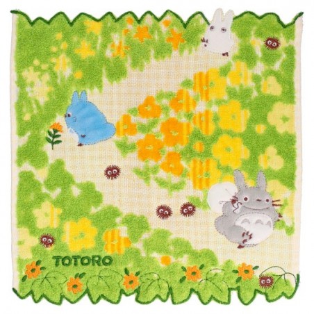 Linge de maison - Mini Serviette Fleurs Jaunes 25x25 cm - Mon voisin Totoro