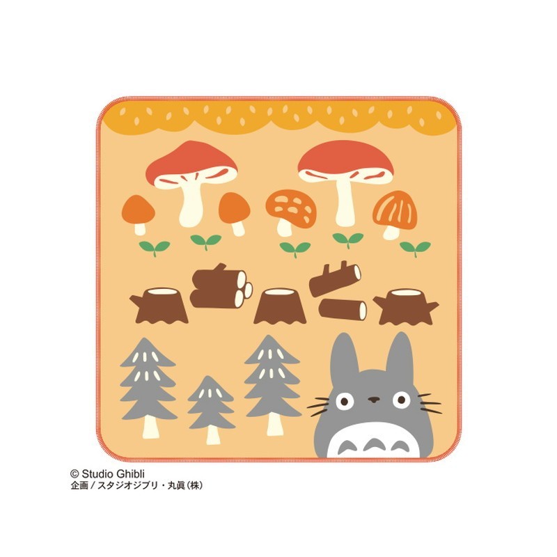 Household linen - Mini Towel Totoro Mushrooms & Logs 25x25 cm - My Neighbor Totoro