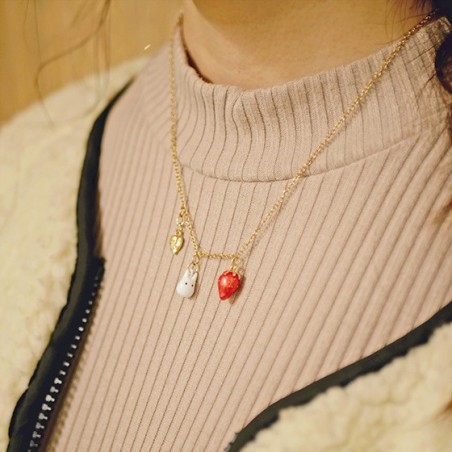 Bijoux - Collier Totoro Blanc Et Fraises - Mon Voisin Totoro