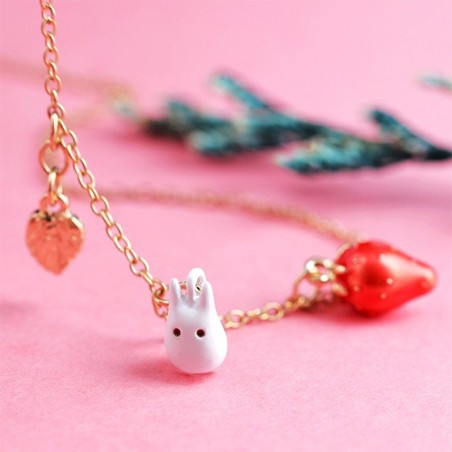 Bijoux - Collier Totoro Blanc Et Fraises - Mon Voisin Totoro