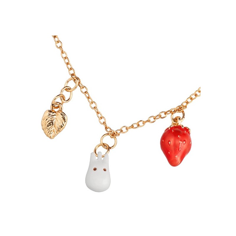 Bijoux - Collier Totoro Blanc Et Fraises - Mon Voisin Totoro