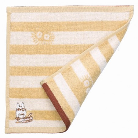 Linge de maison - Mini Serviette Totoro Rayures Beige 25x25cm - Mon voisin Totoro