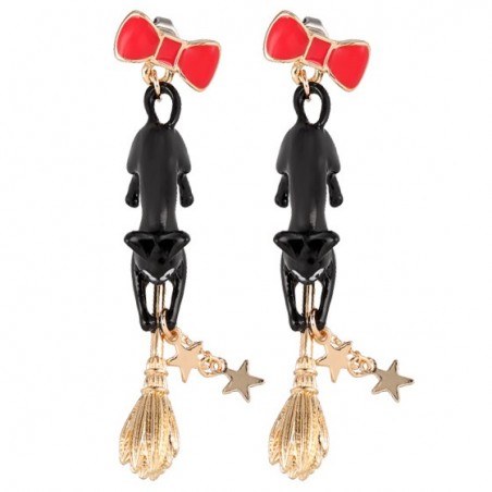 Bijoux - Boucles d’oreilles percées Jiji sur son balai - Kiki la petite Sorciè