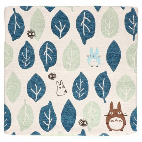 Mobilier - Coussin Totoro Feuilles Bleues et Vertes 45x45 cm - Mon Voisin Totoro