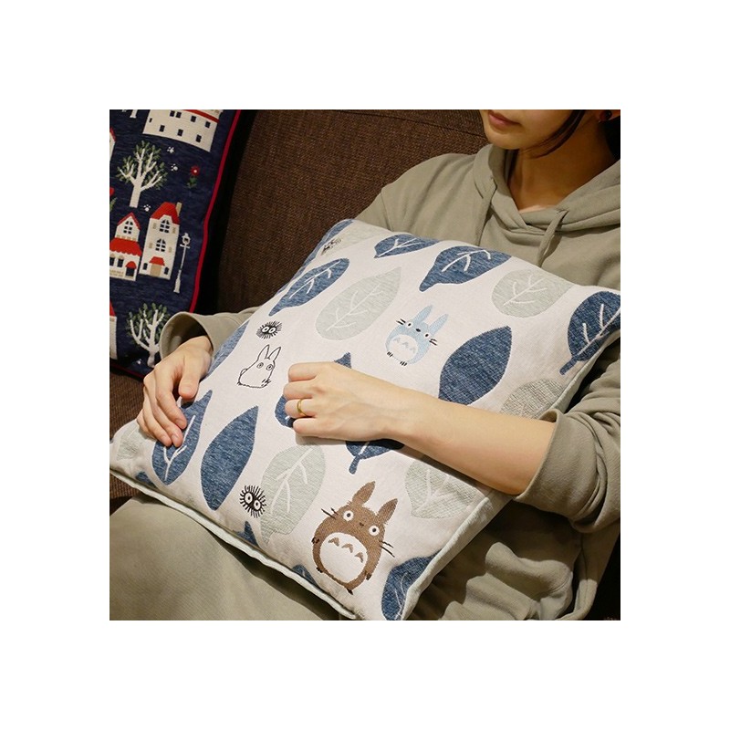 Furniture - Cushion Big Totoro Blue & Green leaves 45x45 cm - My Neighbour Totoro