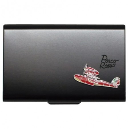 Accessories - Black Metal Card Case With Seaplane - Porco Rosso