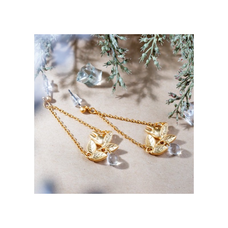 Joyería - Pendiente Totoro blanco escondido en una hoja - Mon Voi