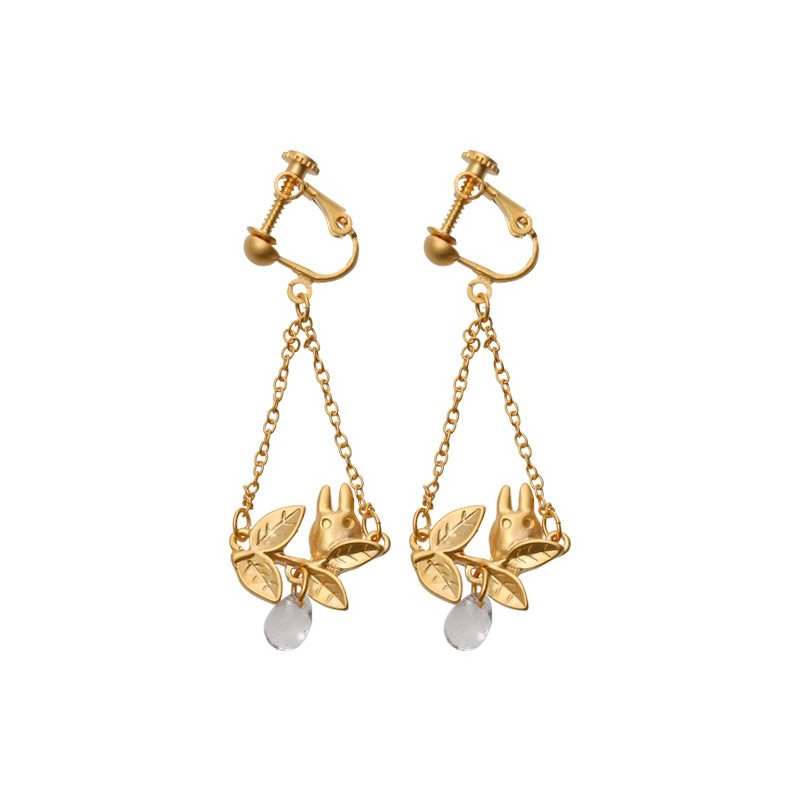 Jewellery - Clipped Earrings Small Totoro Hiding In Leaf - My Neighbor Totoro