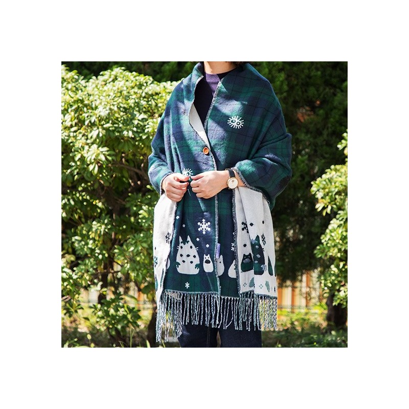 Textile - Étole avec accroche Totoro motifs à carreaux - Mon Voisin Totoro