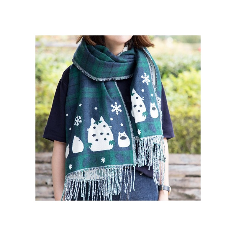 Textile - Étole avec accroche Totoro motifs à carreaux - Mon Voisin Totoro