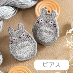 Joyería - Pendientes bordados Totoro - gris Mi vecino Totoro