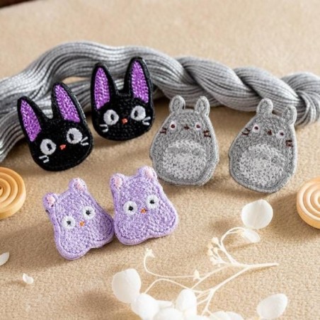 Bijoux - Bijou Boucle d’oreilles Broderie Totoro gris - Mon Voisin Totoro