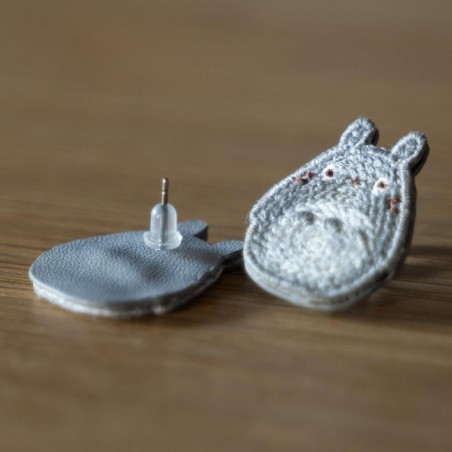 Bijoux - Bijou Boucle d’oreilles Broderie Totoro gris - Mon Voisin Totoro