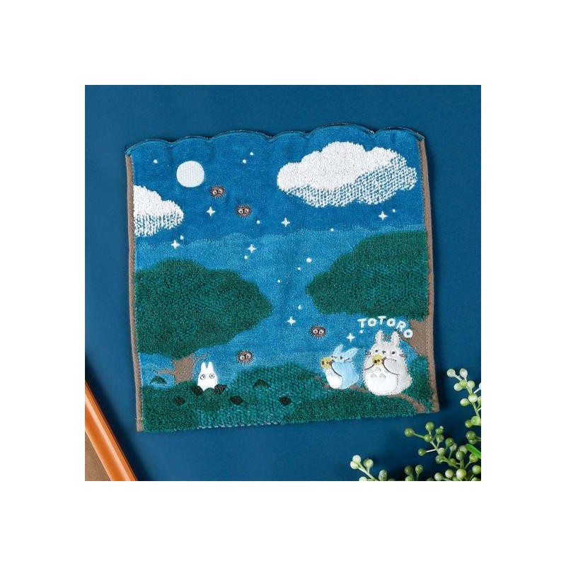 Linge de maison - Mini Serviette Sous la lune 25x25 cm - Mon Voisin Totoro