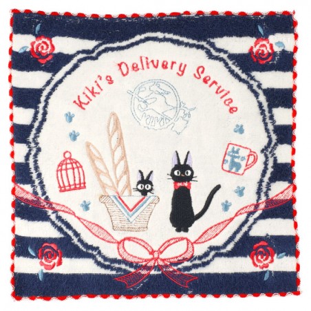 Linge de maison - Mini Serviette bleue marine à rayures 25x25 - Kiki la petite sorcière