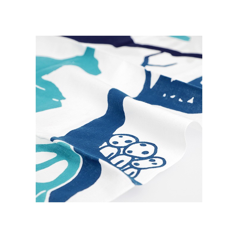 Household linen - Tenugui Ashitaka and Yakul - Princess Mononoke