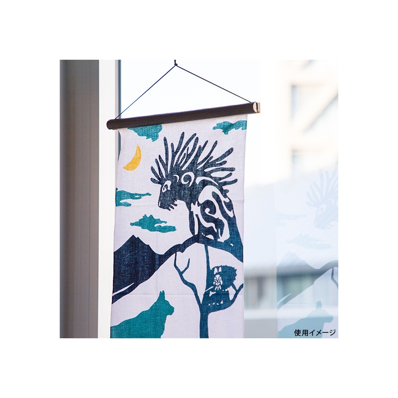 Household linen - Tenugui Ashitaka and Yakul - Princess Mononoke