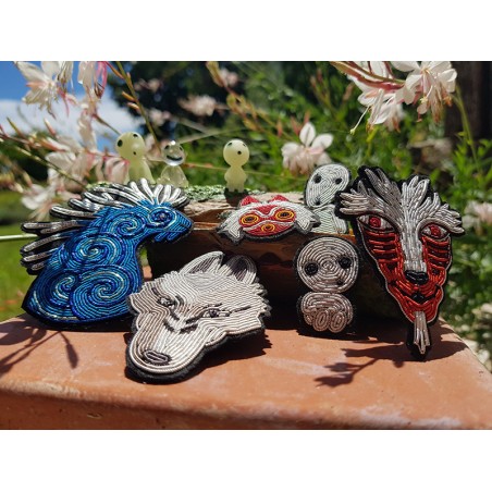 Pins - Embroidered Jewel Brooch San’s mask - Princess Mononoke