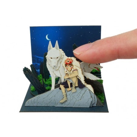 Loisirs créatifs - Diorama papier San et Moro sur un rocher -Princesse Mononoké