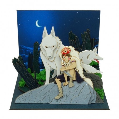 Loisirs créatifs - Diorama papier San et Moro sur un rocher -Princesse Mononoké