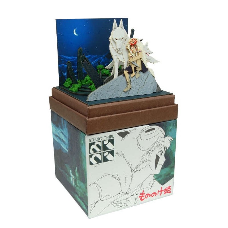 Paper Theaters - Paper Craft San and Moro under the moon - Princess Mononoke