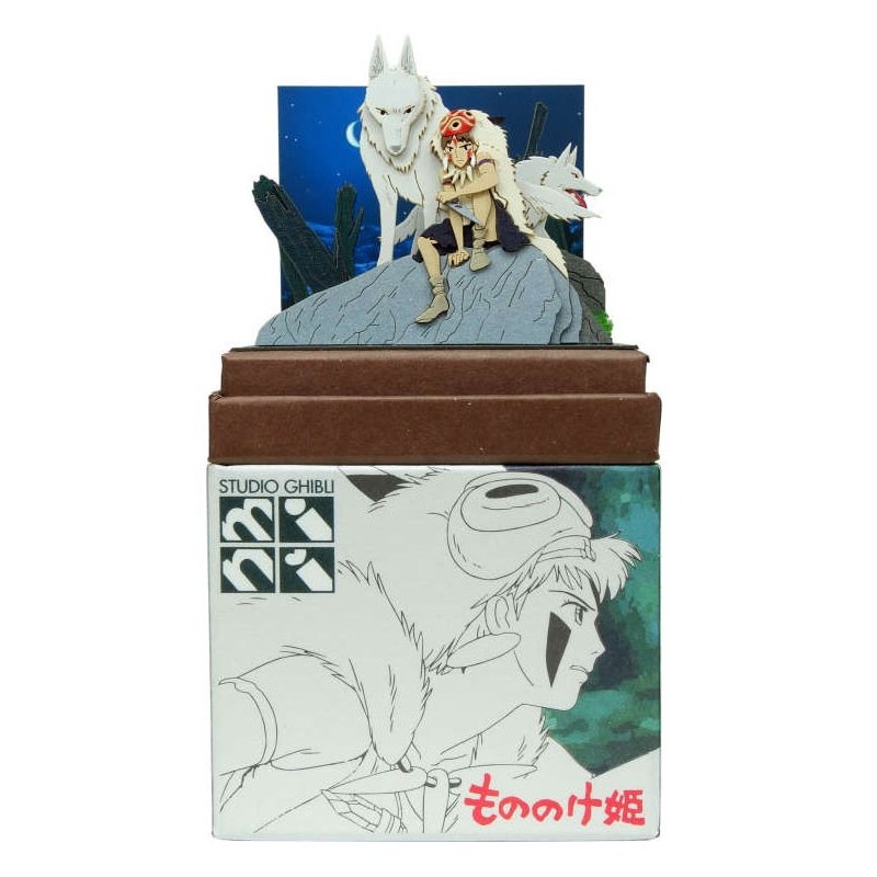 Paper Theaters - Paper Craft San and Moro under the moon - Princess Mononoke