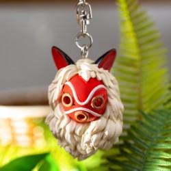 Keychain San's Mask and Kodama - Princess Mononoke