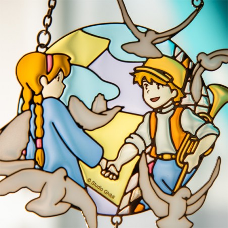 Décoration - Sun catcher Stained glass Sheeta & Pazu - Castle in the Sky