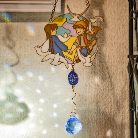 Décoration - Sun catcher Stained glass Sheeta & Pazu - Castle in the Sky