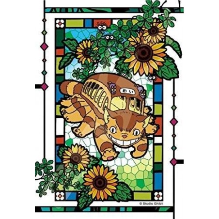 Jigsaw Puzzle - Stained glass Puzzle 126P Catbus and sunflowers - My Neighbor Totoro
