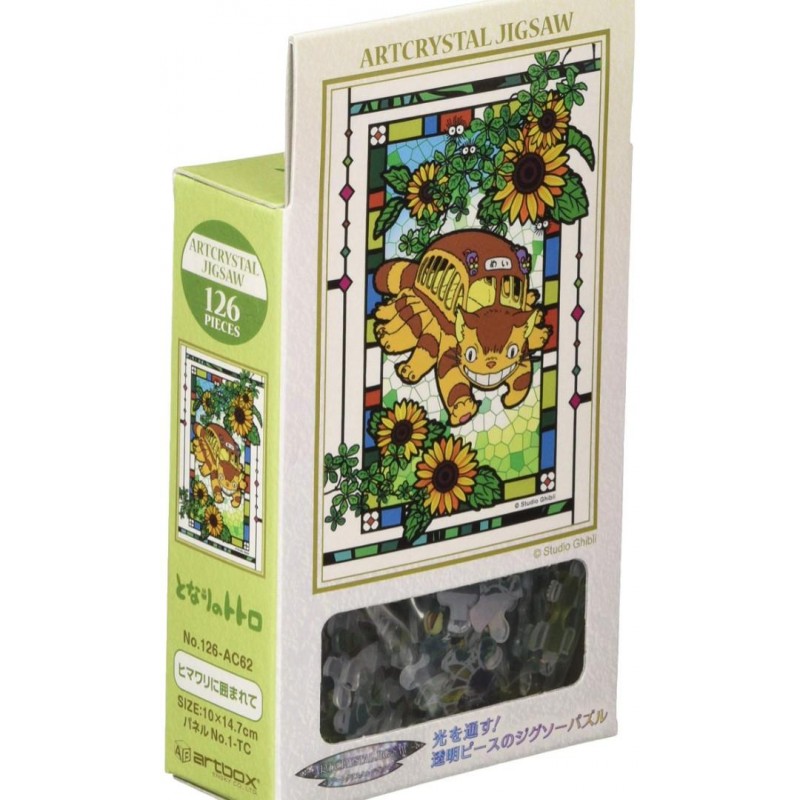 Jigsaw Puzzles - Stained glass Puzzle 126P Catbus and sunflowers - My Neighbor Totoro