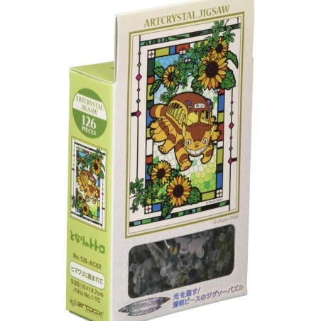 Jigsaw Puzzle - Stained glass Puzzle 126P Catbus and sunflowers - My Neighbor Totoro