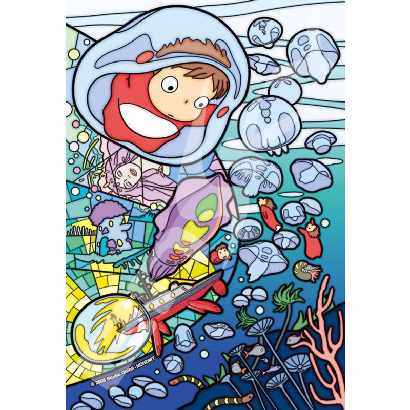 Puzzles - Puzzle Vitrail 126P Ponyo sous la mer - Ponyo sur la falaise