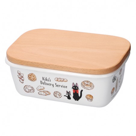 Kitchen and tableware - Enamel butter dish with wooden lid Viennese pastries 500ml - Kiki's D