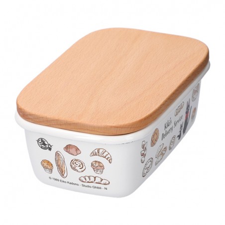 Kitchen and tableware - Enamel butter dish with wooden lid Viennese pastries 500ml - Kiki's D