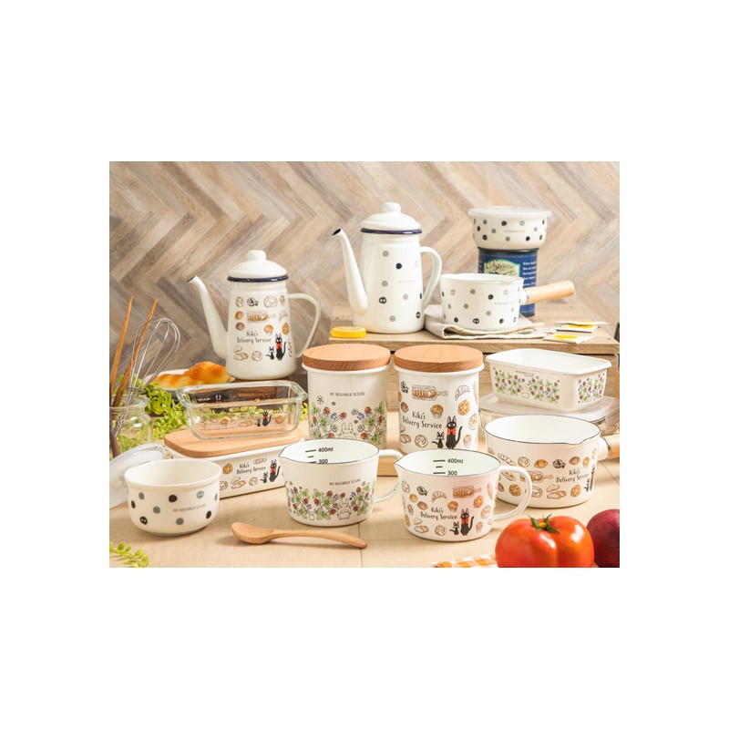 Cuisine et vaisselle - Beurrier émail avec couvercle bois Viennoiseries 500ml - Kiki la peti