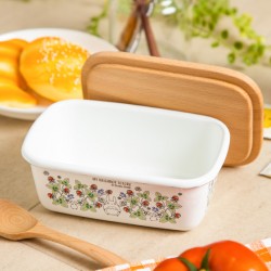 Cocina y vajilla - Mantequera esmaltada con tapa de madera Noiraudes 500ml - Mon Voisin Totor