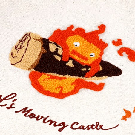Bags - Embroidery Canvas Tote bag Calcifer In A Hurry - Howl's Moving Castle